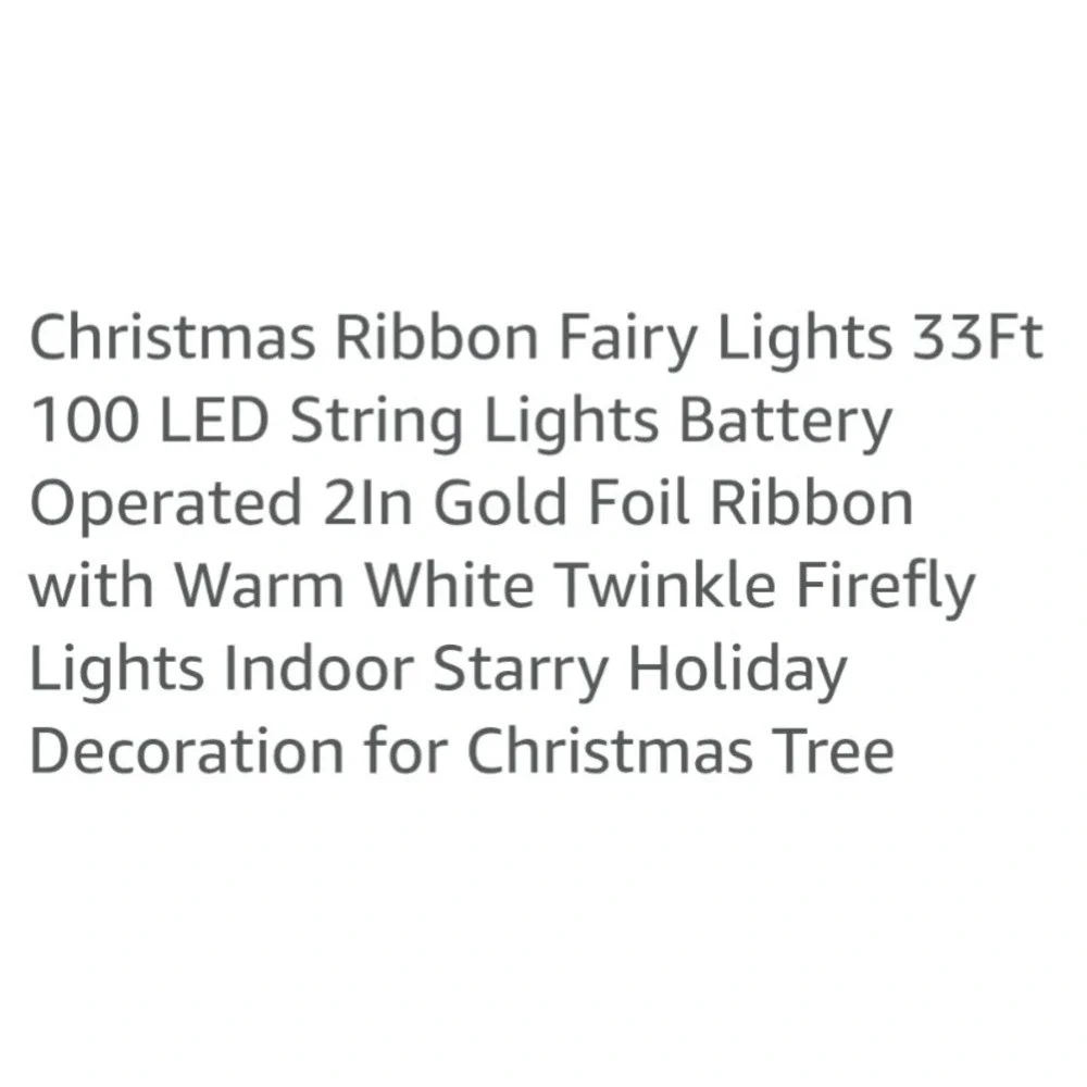 D Christmas Ribbon Fairy Lights, 33ft 100‎ LED String Lights, Gold Foil